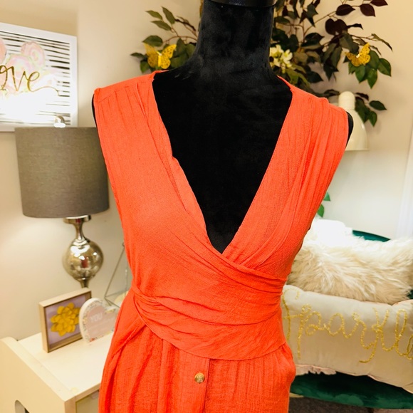 Mlle Gabrielle Lined Rustic Tangerine / Orange Hi-low Hem Maxi Dress Size XL - Picture 9 of 9
